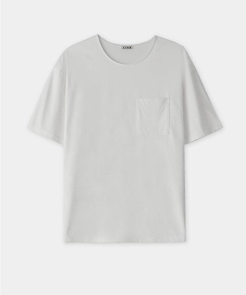 수피마 코튼 세미오버핏 U넥 티셔츠 (화이트)