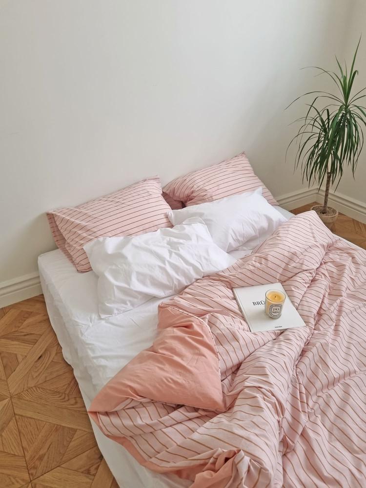 파우더 스트라이프 블러쉬핑크 이불커버 세트 단품 : Lovelon