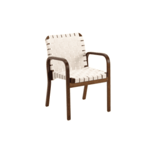 Armchair 45 / 프레임: Birch, 월넛 스테인 /Seat & Backrest: 내추럴 & 화이트 웨빙 / 팔걸이: 베어, ARTEK