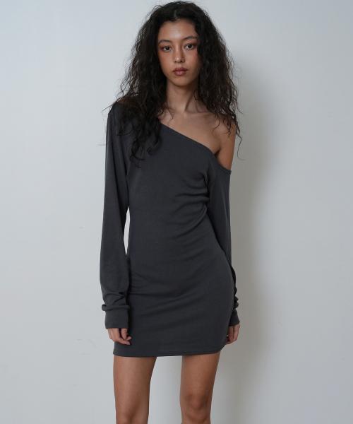 GRAY MONO CURVE DRESS