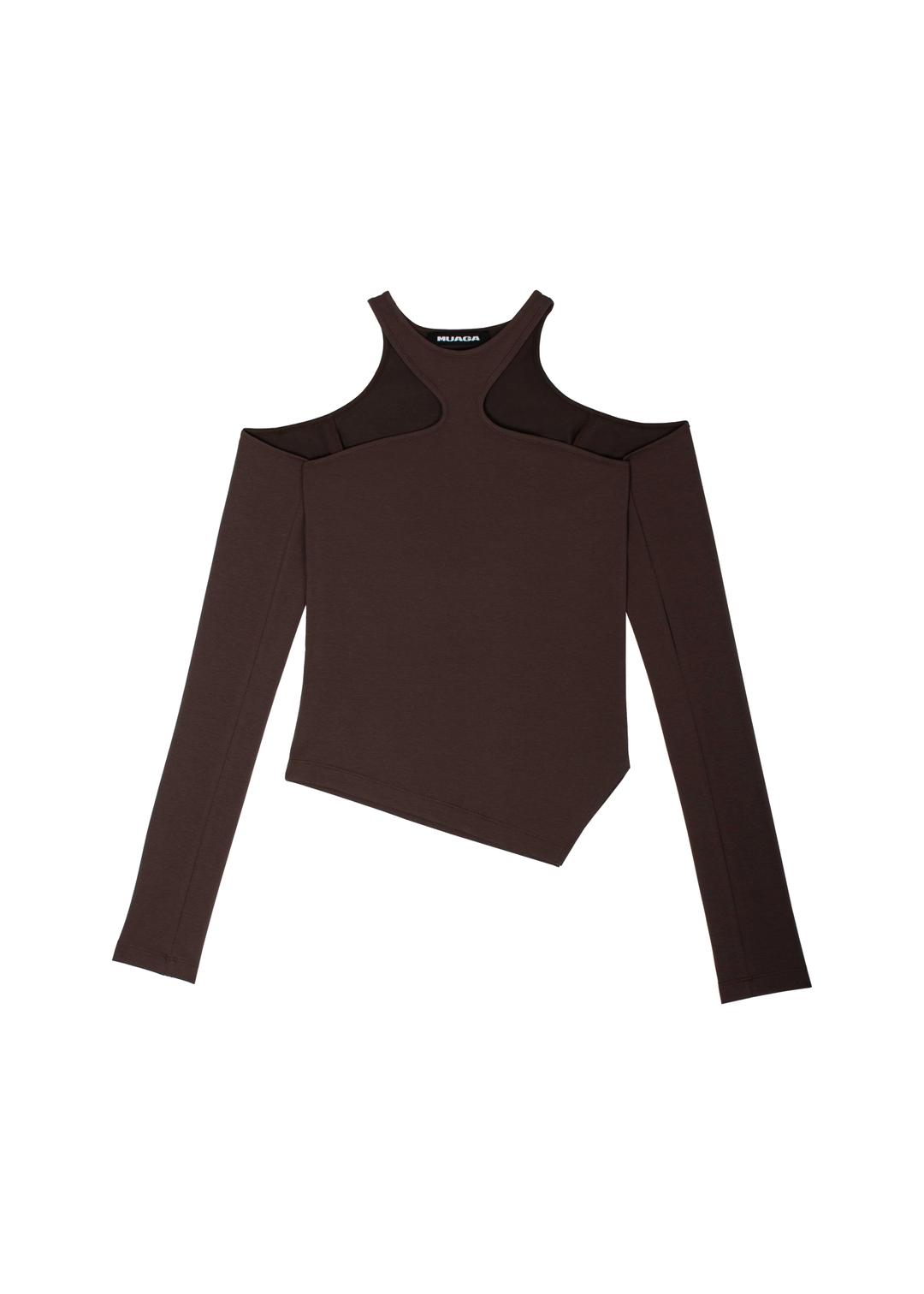 Open Shoulder T-shirt (Brown)