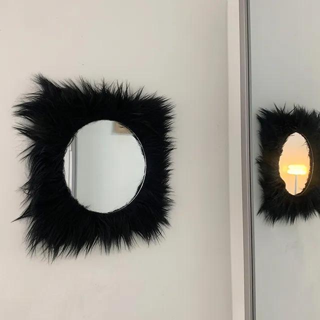 (black) cooing fur mirror 벽걸이 퍼 미러 거울