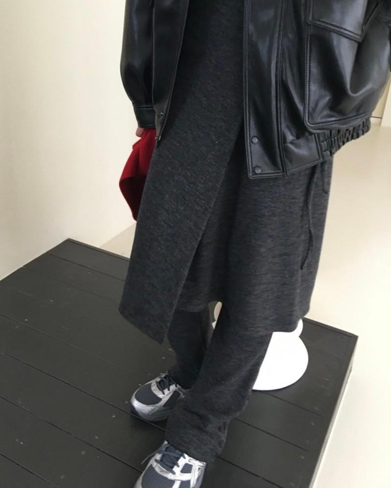 [단독진행,차콜당일] MEETME 미트미 앵클 버튼 골지 랩 스커트 팬츠