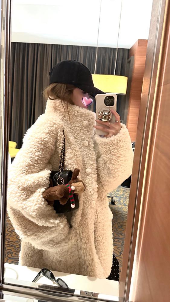 스탠드카라 테디 베어 퍼코트 3color