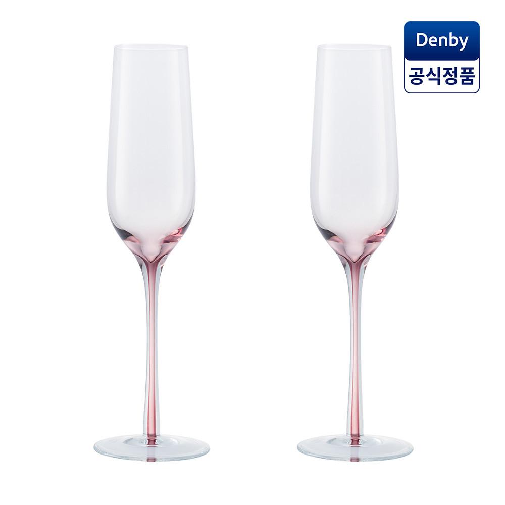 컬러 글라스_핑크 샴페인 플룻 (2개 세트)