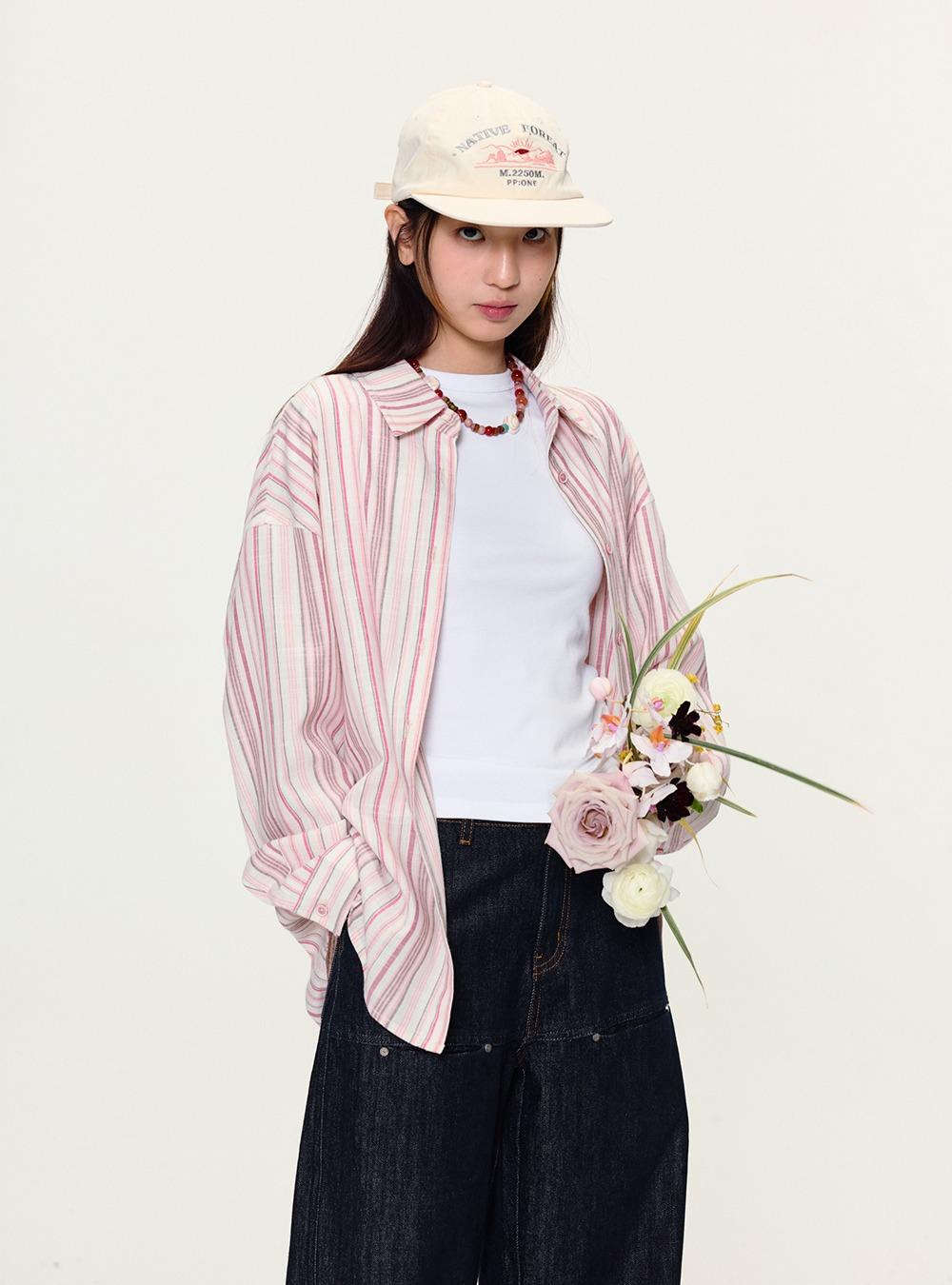 Striped Pink Loose Shirt