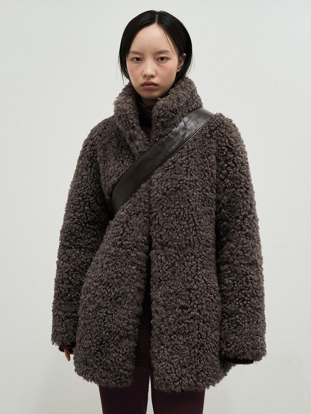 Eco Shearling Half Coat - Brown