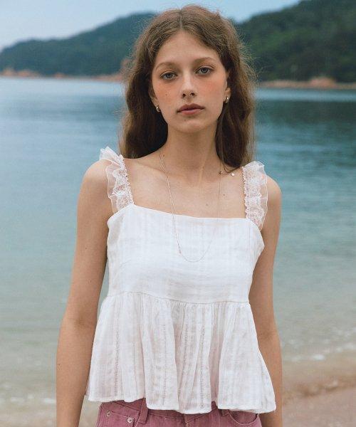 시에라 숄더 레이스 썸머 탑 ( 화이트 )