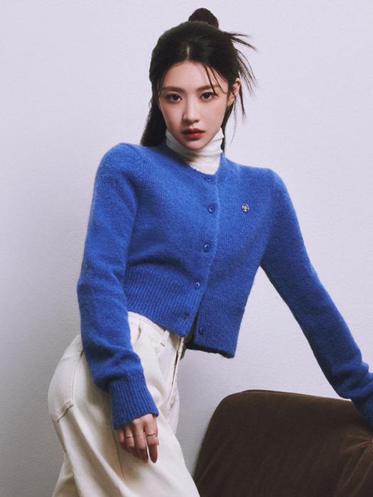 W CIRCLE LOGO MOHAIR CROP CARDIGAN blue