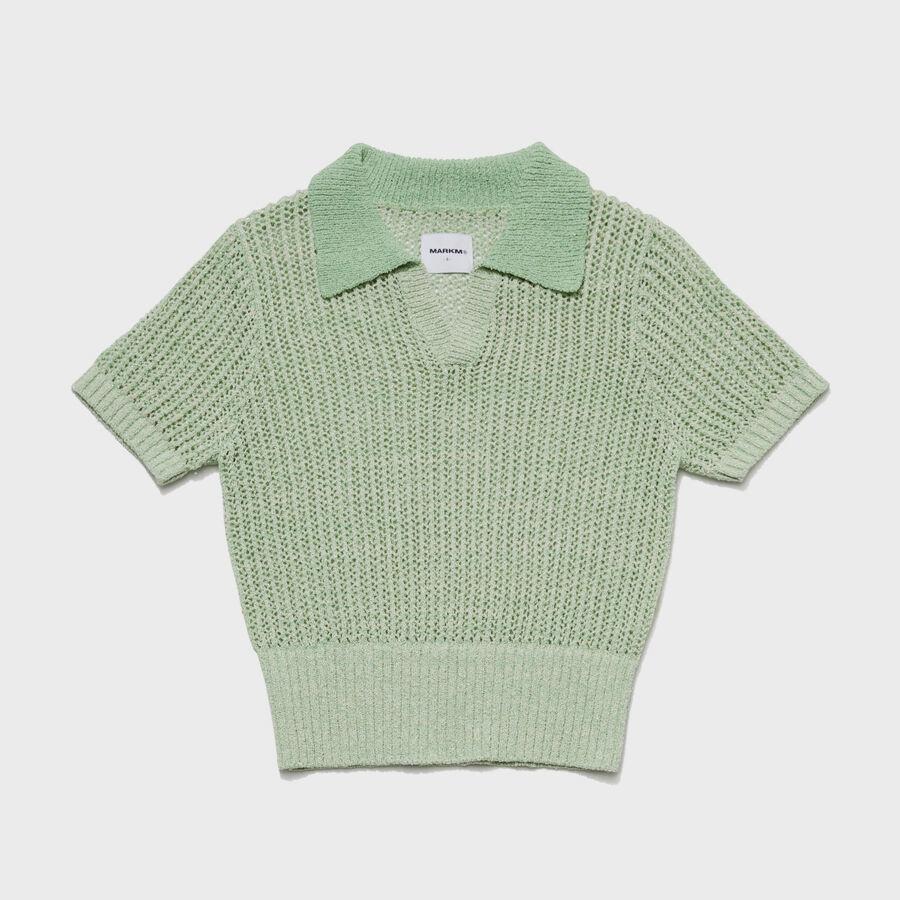 (W) CROP V NECK KNIT MINT