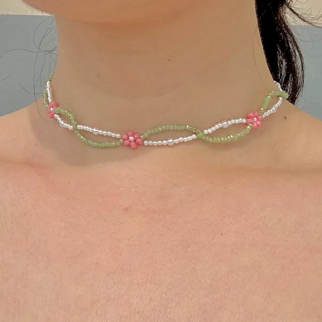 꽃 넝쿨 비즈 초커