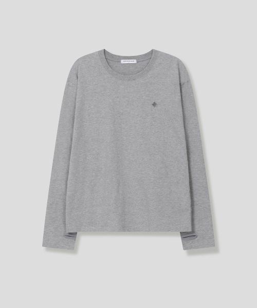 핑거홀 크롭 롱 슬리브_그레이