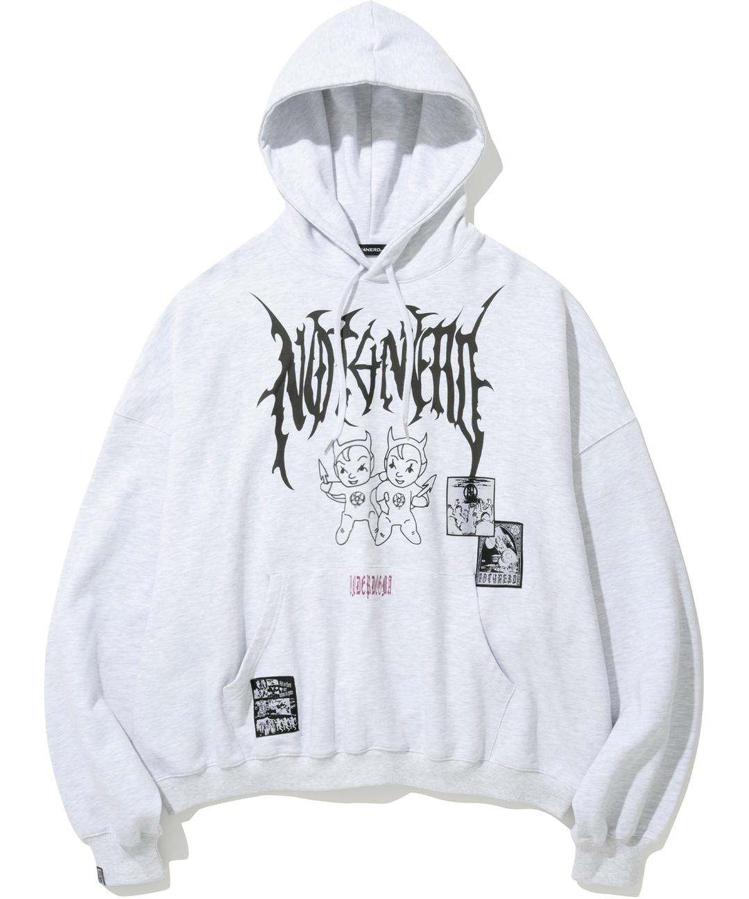 2Devils Patch Pullover Hood - Grey