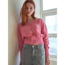 Lossy L&R V-Neck Cardigan Knit Pink