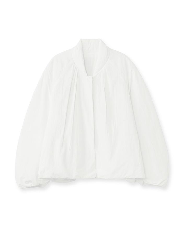 COSMOSS) CURVED SHIRRING PUFF JACKET (WHITE)