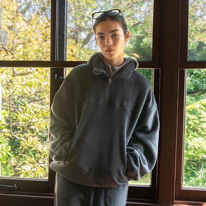 SOFT FLEECE HALF ZIP-UP_CHARCOAL