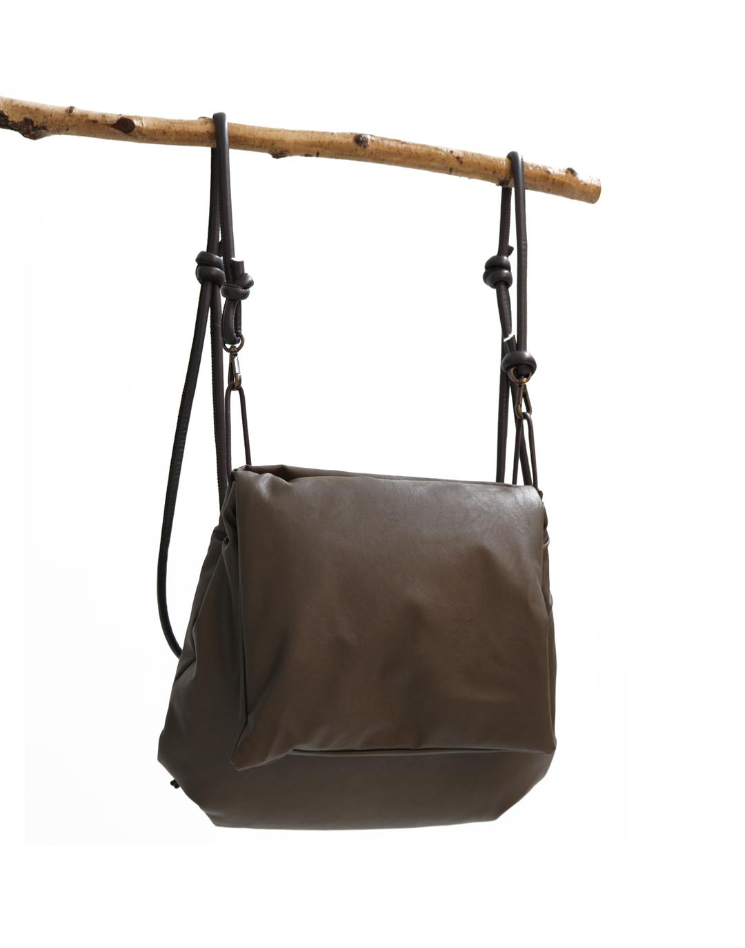 Round Leather bag_Brown