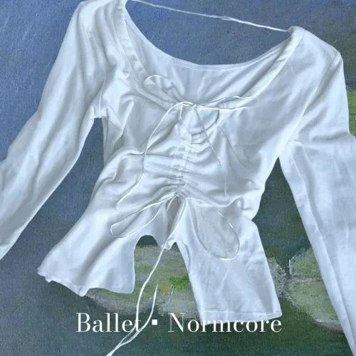 ribbon shirring T / 2color