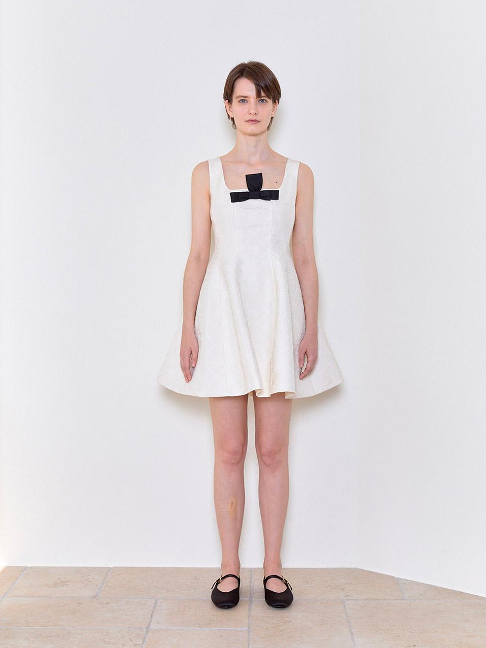 Rose Jacquard Flared Dress