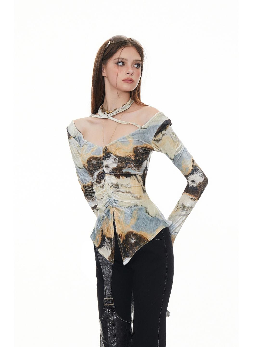 [THE NEMO'S] Original Contrasting Tie-dye Velvet Shirt