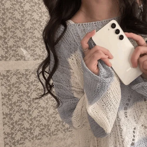 [인기상품재진행ღ] 바람이 솔솔 들어오는 오버 루즈핏 스트라이프 아가일 뜨개 니트