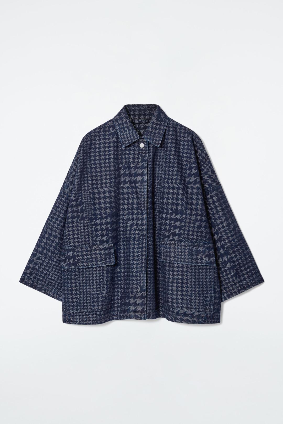 VESTE EN JACQUARD DE DENIM À MOTIF PIED-DE-POULE - BLEU | COS