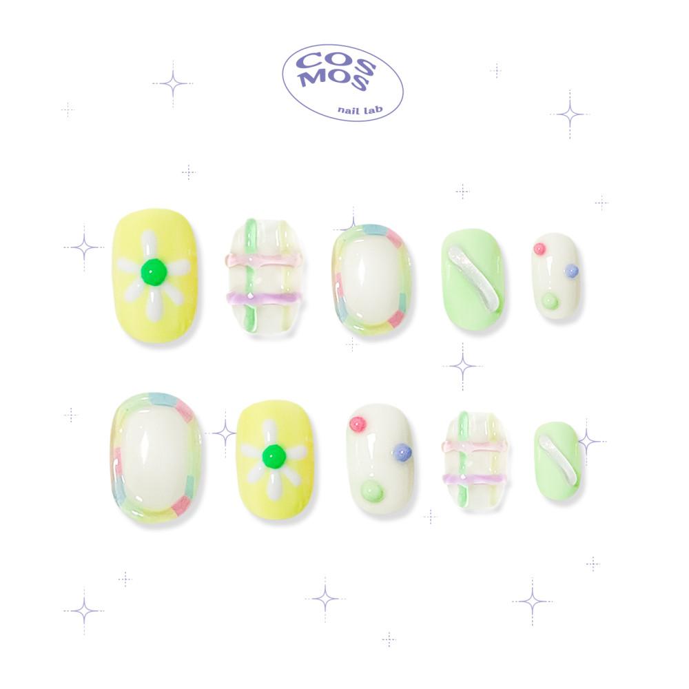 네일 젤 셀프 파츠 아트 인조손톱 피크닉 봄 수제 네일팁