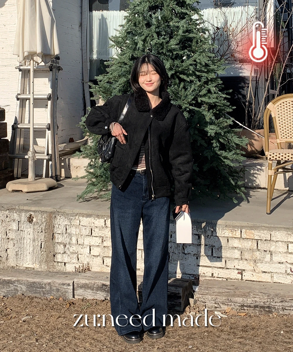 [오늘출발🚀][NEED] 밍크 기모 와이드 데님 팬츠