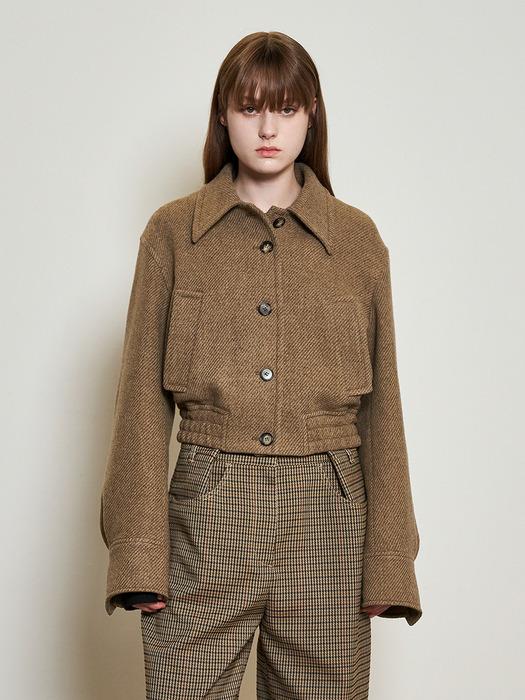 Wool Cropped Blouson Jumper_CAMEL