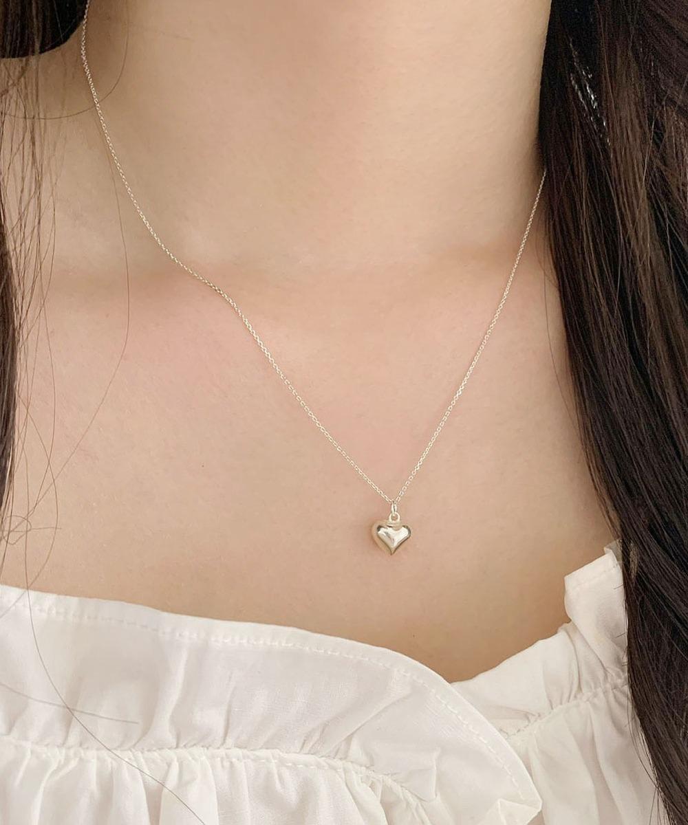[silver925] 슈가 통통 하트 실버 목걸이 (2type)