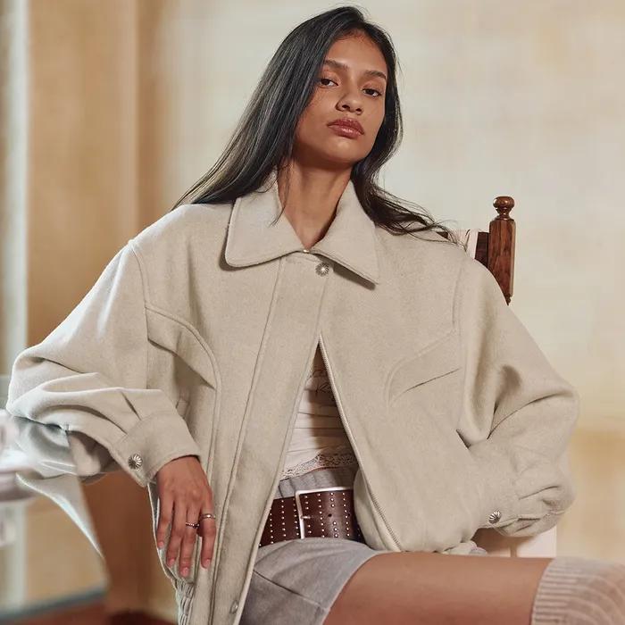 Soil Wool Blouson Jacket-Cream