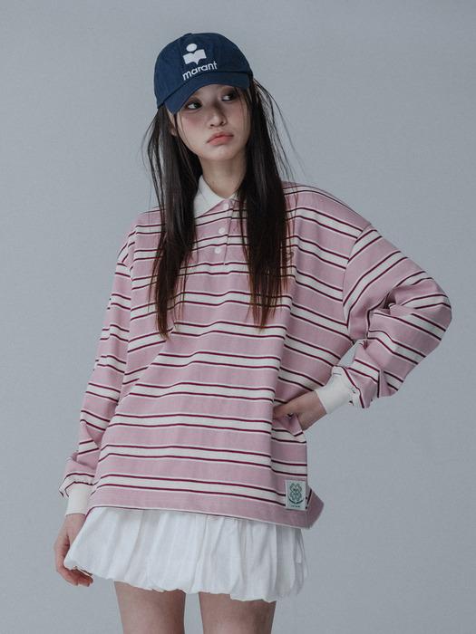 [단독]RUGBY COLLAR TSHIRT_PINK RED