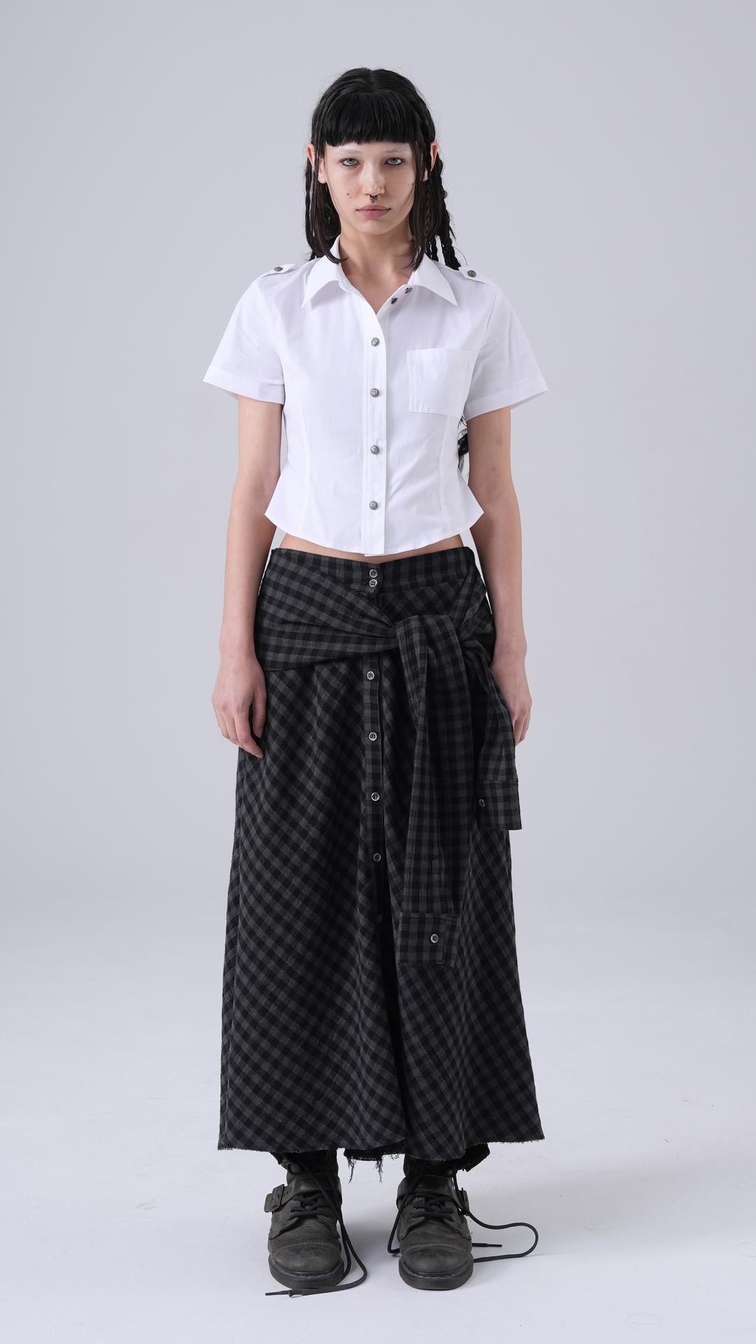 Check shirt skirt_charcoal