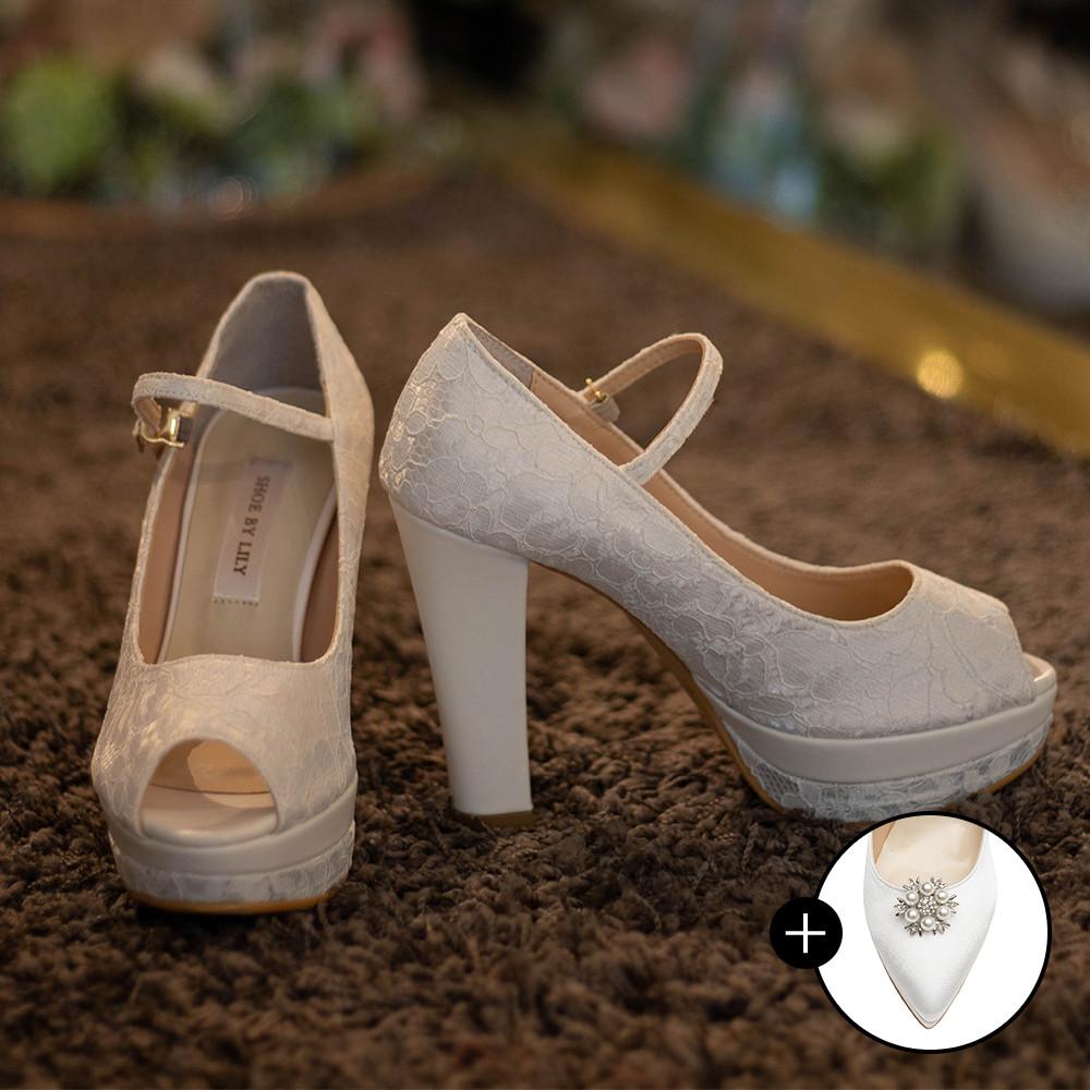 [이달의슈즈] 슈바이릴리 스트랩머메이드 통굽웨딩슈즈 11cm 웨딩구두 SBL0013W