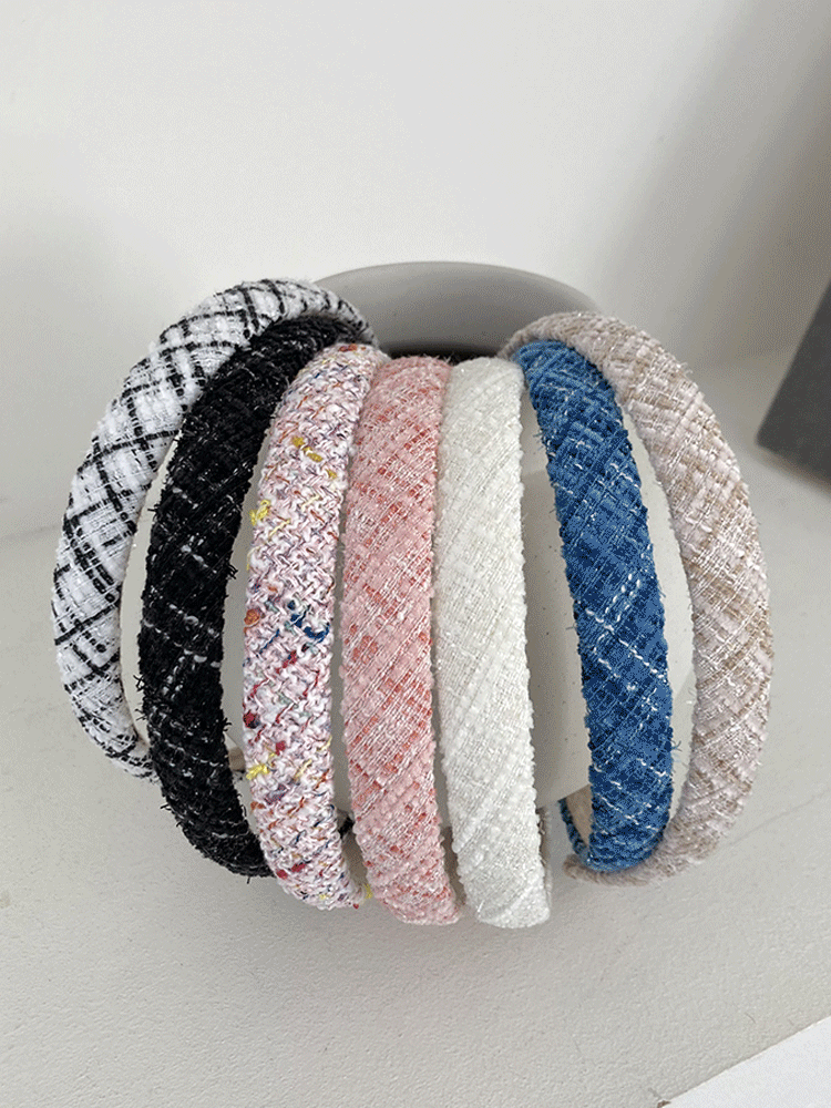 [1+1] 1.5cm 미아미고 트위드 헤어밴드 8colors / 블루밍 머리띠 자체제작