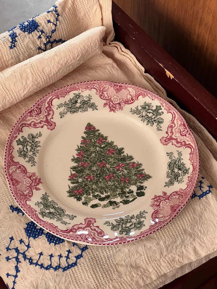 크리스마스 접시 스포드 존슨브로스 브라더스 8인치 녹색트리