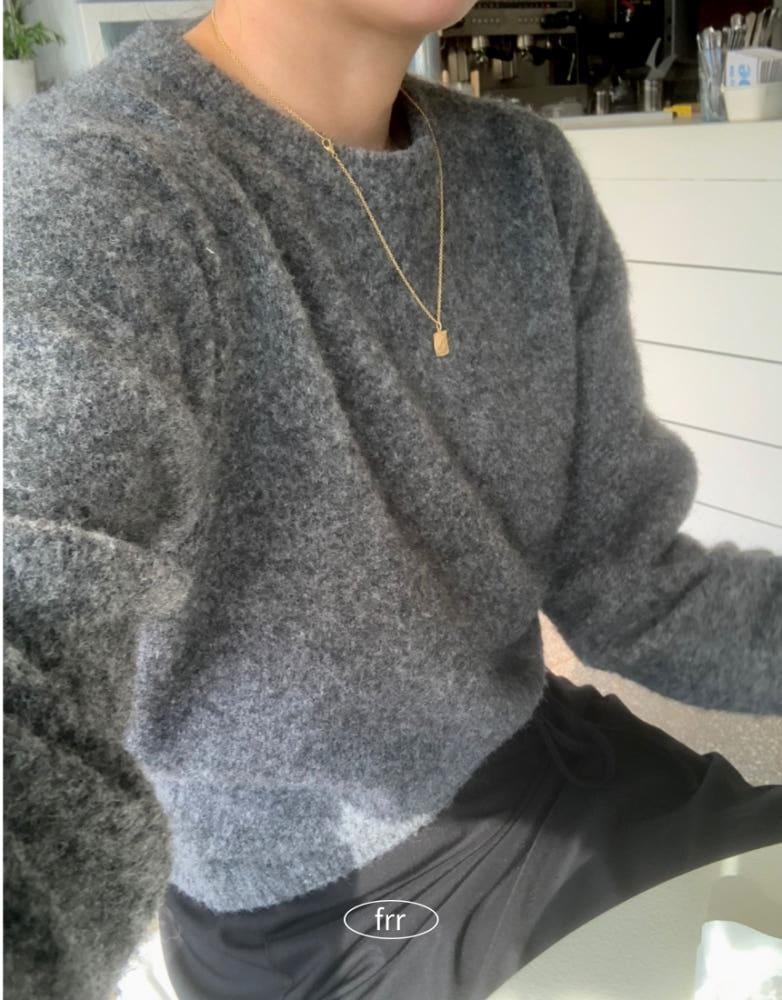 (솜사탕니트) 데일리 라운드넥 보송 컬러울니트