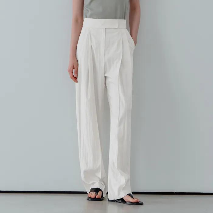 Signature Two Tuck Wide Pants_Off White