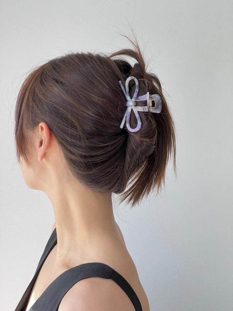 프랑스핀 라인 리본 반묶음 헤어 집게핀 Creation France