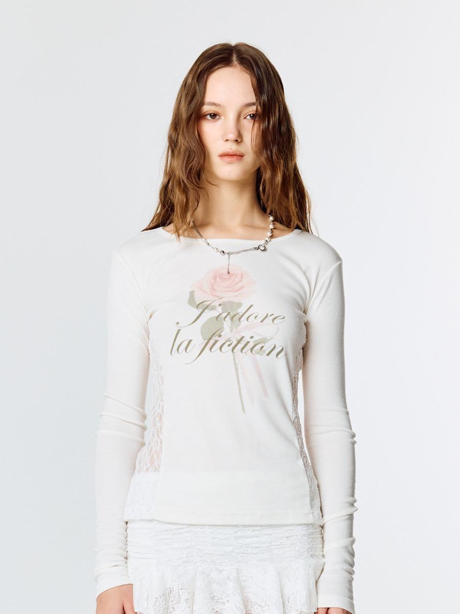 [3/20 예약배송] L15 LACE SLIM T-SHIRT (WHITE)