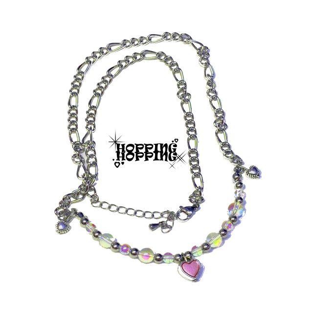 Love Beam Transparent & Silver Ball Necklace / 러브빔 투명 볼 목걸이