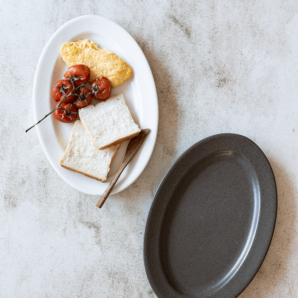 스톤 타원 접시 (2color)