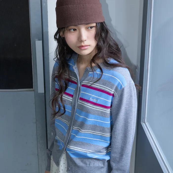 Palette Stripe Cardigan Grey / Blue