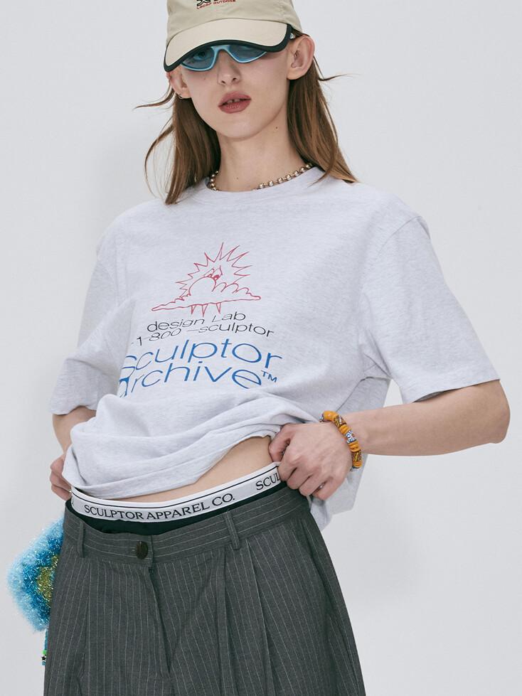 Sunrise Logo Tee White Melange