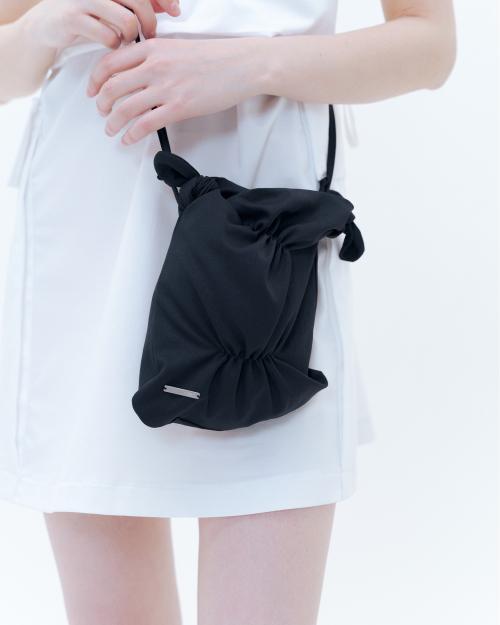 Shirring mini cross bag BLACK
