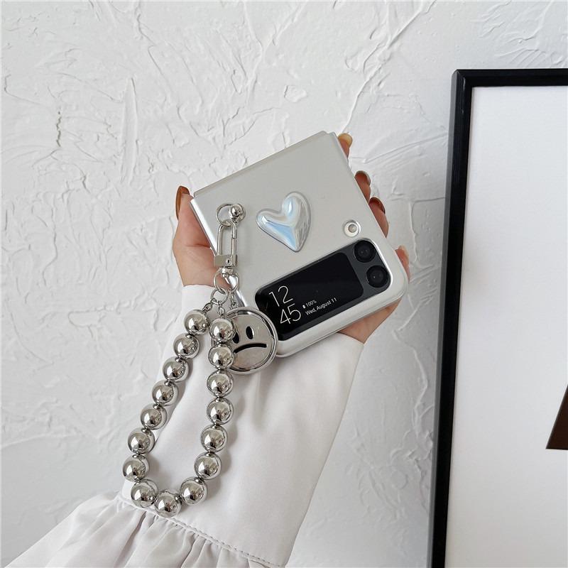 당일발송 실버볼드 럽 스마일 제트플립5케이스 지플립 3 z플립 4 삼성 갤럭시