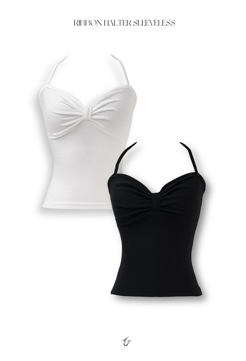 ribbon halter sleeveless