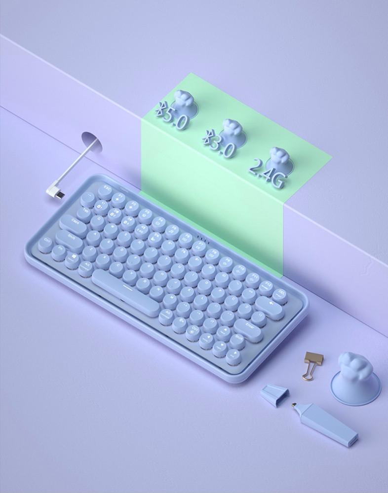 rapoo 라푸 Ralemo Pre 5 무선 블루투스 키보드 퍼플 보라 핑크