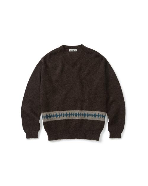 Kidmohair v-neck knit / Brown