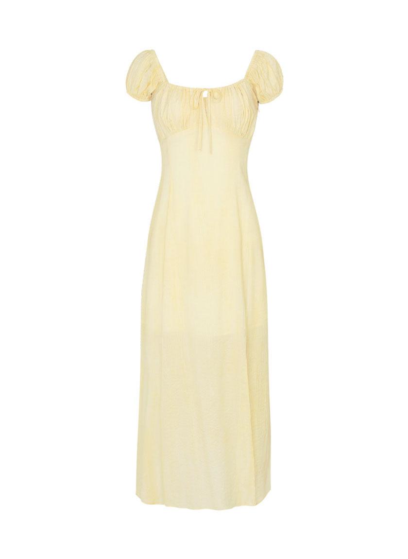 Cottage Stripe Puff Dress (Yellow)